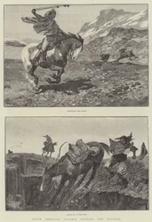 Südamerikanische Gauchos jagen den Guanaco